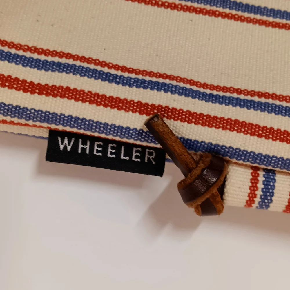 Wheeler Bag Co. Hand-crafted Ticking Railroad Stripe Canvas + Leather Crossbody